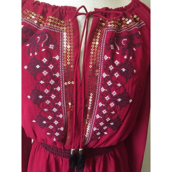 Altuzarra X Target Women's Red Ruby Gold Sequins Stitching Blouson Dress 4 - Picture 2 of 9